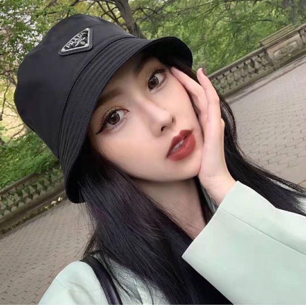 

luxury wholesale-summer sunbucket hat protection fishing brand pure color letters bob boonie bucket hats summer caps, Blue;gray