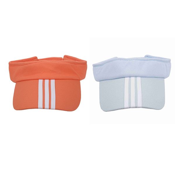 

2 pcs sports tennis golf sun visor hat hats adjustable plain bright color men women, blue & orange, Blue;gray
