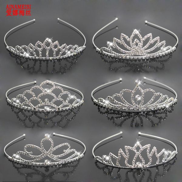 

ainameisi fashion bridal princess crown wedding tiaras hair jewelry rhinestone headband girls children tiara hair accessories, Golden;white