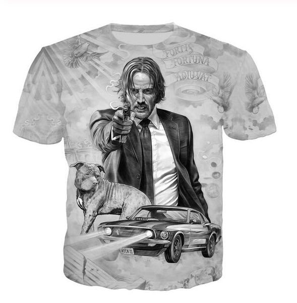 

new fashion men/women 3d john wick chapter t-shirt novelty supernatur printed streetwear men short sleeves t-shirt tees w001, White;black