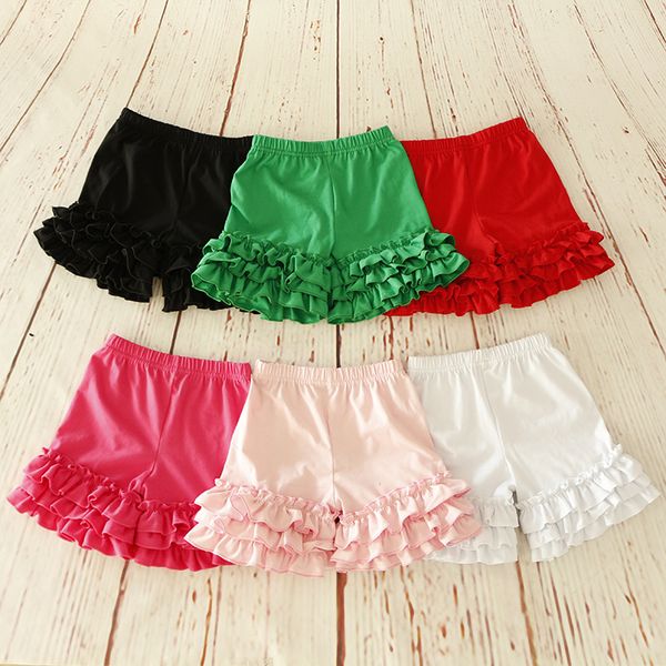 

baby ruffle 6m-6t girl shorts for kids shorts for girls cotton elastic waist solid color icing loose summer white black