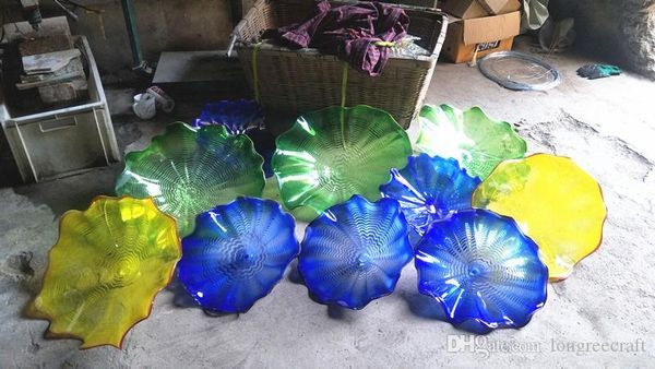 

style hand blown glass hanging plates wall art modern indoor decorative murano glass flower plates wall art lamp