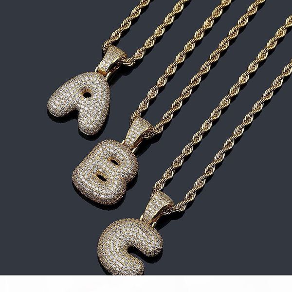 

lhy a-z bubble letters pendant necklace cz 26 alphabet charm gold silver color twisted rope chain for men women hip hop jewelry gift