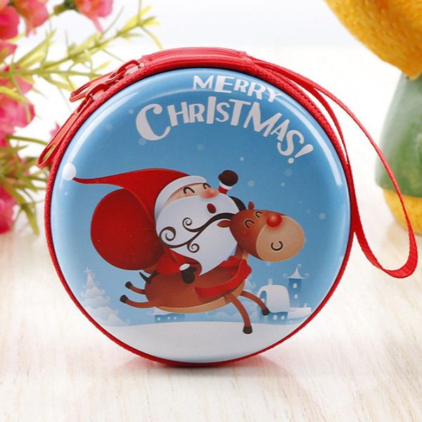 

2019 new style fashion print women kids mini round cartoon zip coin purses christmas clutch bag hot, Red;black