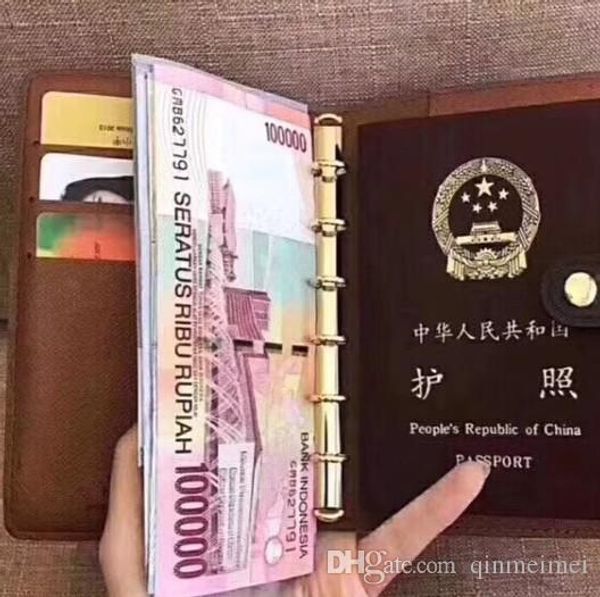 

id card holder meeting record book gift with box branded brown flower genuine leather passport case short notebooks wallet, Red;black