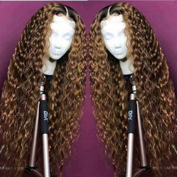 

#1b 27 ombre color full lace human hair wigs 150 density curly lace front wigs charming blonde full lace human hair wigs, Black;brown