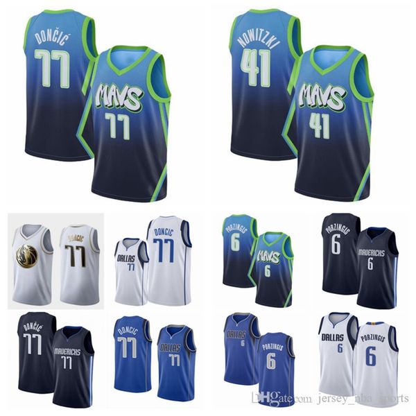 

men youth dallas mavericks dirk nowitzki 77 doncic 6 porzingis blue white navy 2019/20 city edition nba player jersey 04, Black;red