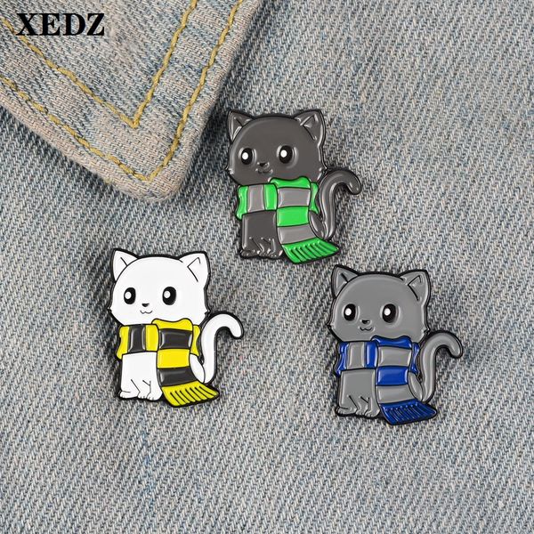 

xedz scarf puppy enamel pin color dog brother metal pushpin cute cartoon animal schoolbag clothes lapel brooch gift for children, Gray
