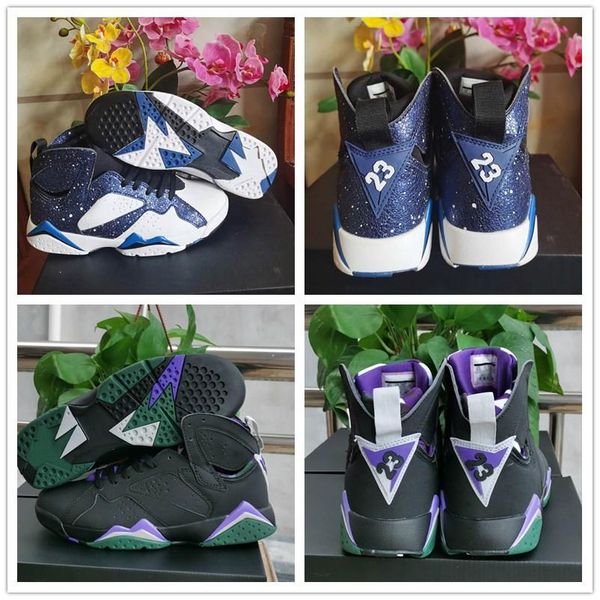 

2019 new 7 ray allen black fierce purple mens basketball shoes good quality 7s blue star men athletic designer sports sneakers, White;red