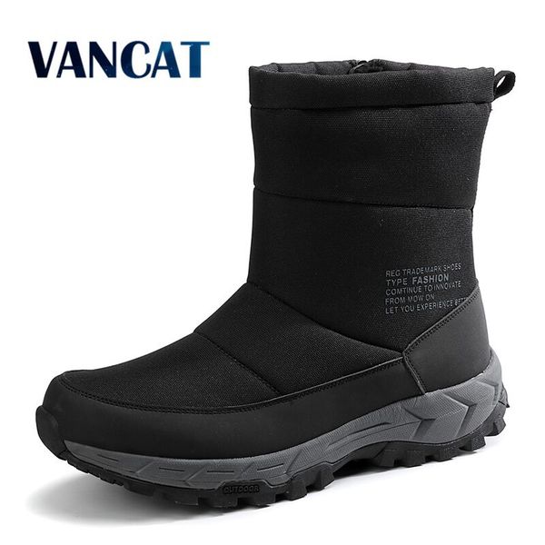 

new fashion zipper men boots ankle boots warm fur plush high help snow winter work shoes big size 39-46, Black
