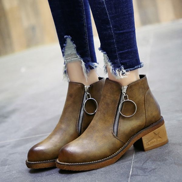 

fashion vintage women ankle boots soft leather flat shoes comfortable women boots lace up soft leather classic shoes, Black