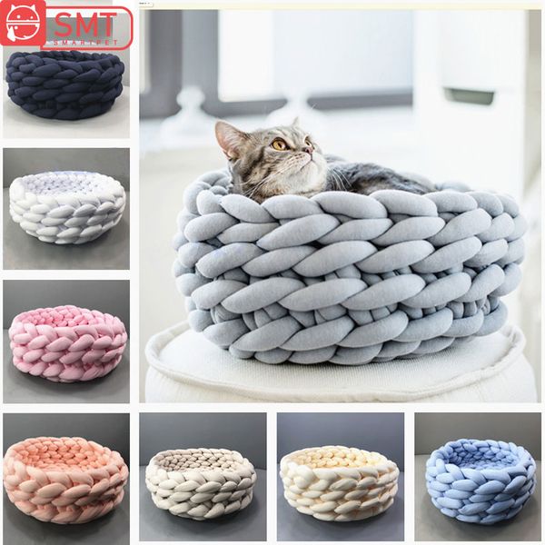 

smartpet diy pet dog cat hand-woven nest handmade knit sleeping bed puppy kitten cave basket sleeping bag dogs kennel supplies