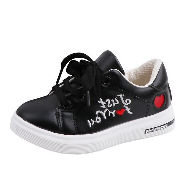 

kids shoes children infant kids baby girls boys letter herat flat sport run casual shoes sapato infantil #zer, Black