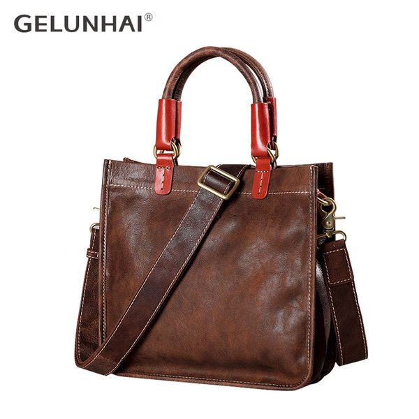 

vegetable tanning cowhide handmade women's bag large capacity cow leather vintage handbag single shoulder composite bags totes