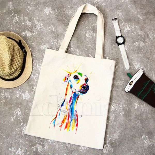 

greyhound dog animal pet new arrives art canvas bag totes simple print shopping bags girls life casual pacakge