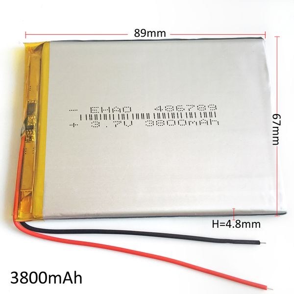 EHAO 486789 3.7 V 3800 mAh Polímero de Lítio Li-Po Bateria Recarregável Para DVD PAD Celular GPS Power bank Câmera E-books Recodificador Caixa de TV