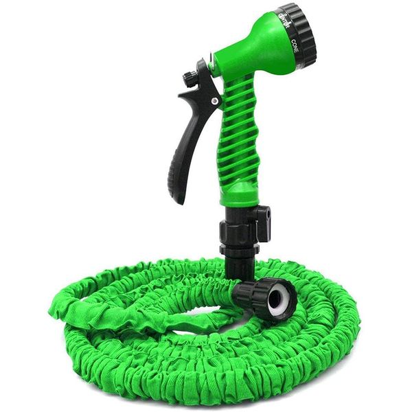 

25ft garden hose with 7 function hose nozzles with double latex core extra strength lightweght expanding