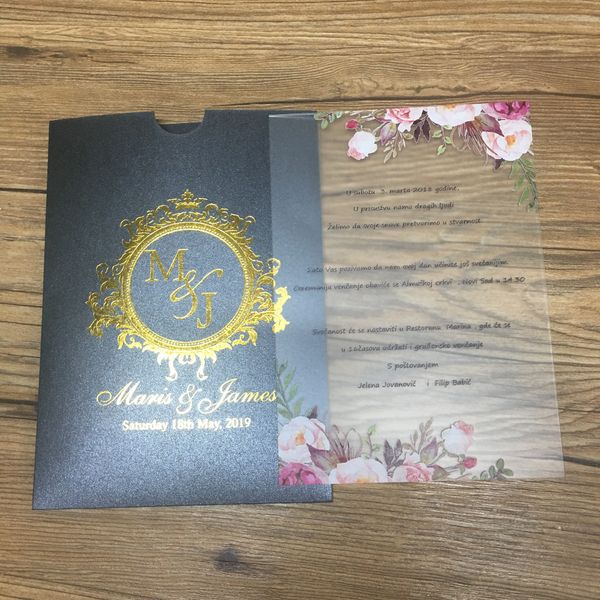 

10pcs design wedding invitation card popular china wedding acrylic card sample