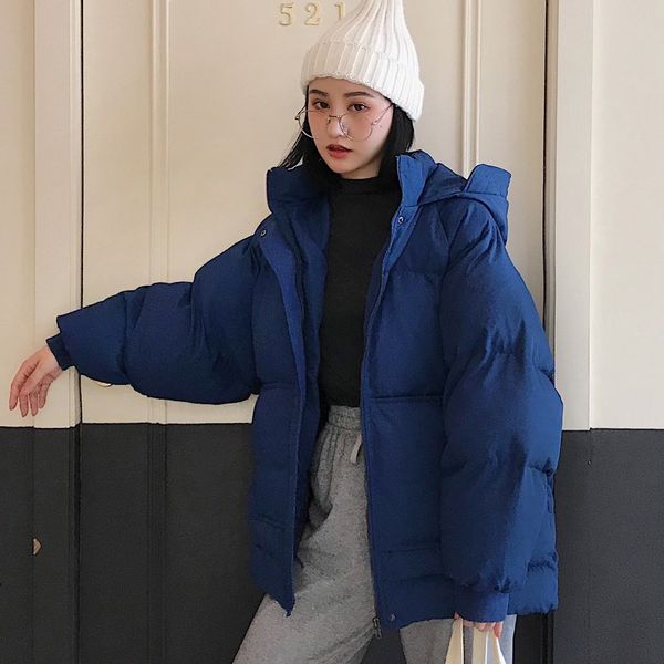 

2019 new women fashion casual overcoat winter coat female warm thicken jacket women solid color coat parkas female jacket coats, Black
