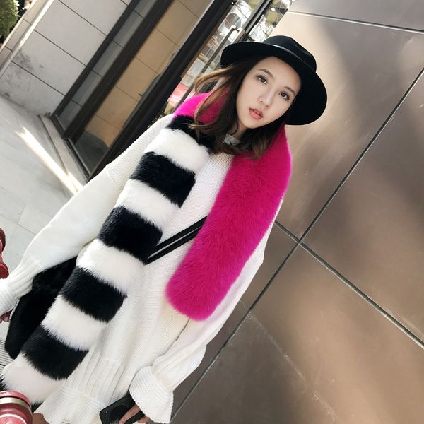 

winter faux fur scarves striped thick warm big warm velvet liningg fur shawls party cosplay scarf, Blue;gray