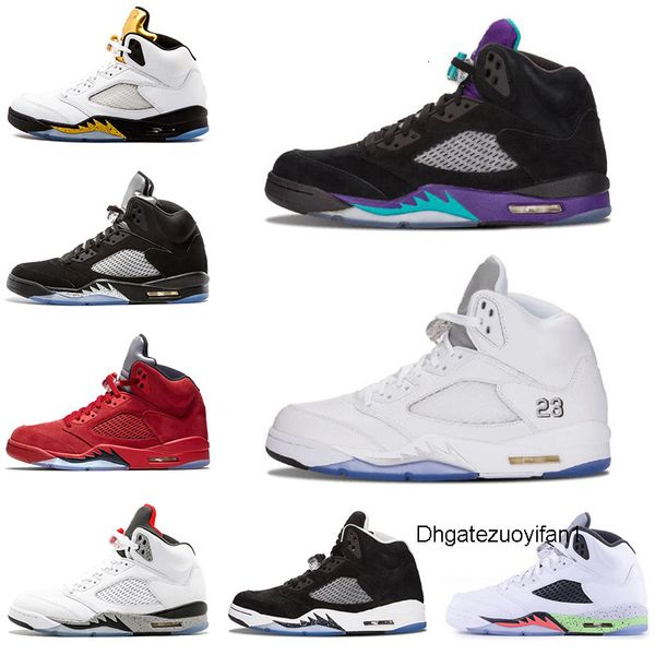 

2019 mens basketball shoes 5 5s black grape white cement oreo olympic gold medal space jam blue fire red sport sneakers size 7-13