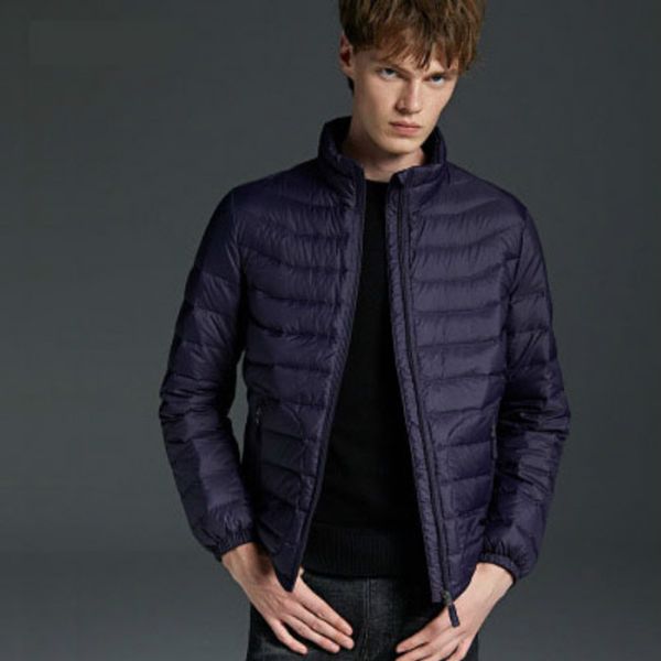 

mens down coat casual male solid color jackets fashion britihsh style winter clothes embossing clothing 5 colors 2020 new style, Black