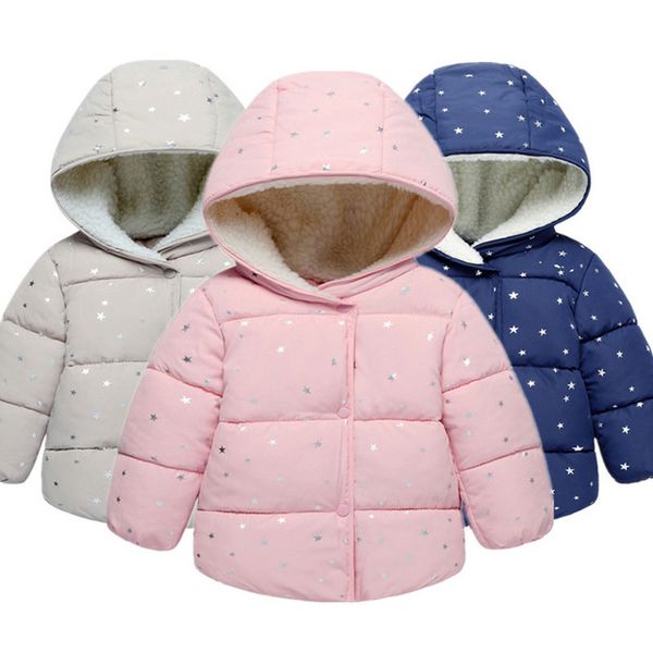 

winter baby girls coat & jacket children outerwear winter down jacket kids hooded red coat children's warm girls clothing 1-5y, Blue;gray