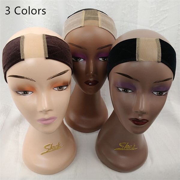 

hair styling non slip adjustable fastener comfort cap thin wig grip band elastic salon holder velvet lace headband extra accessories 60pcs, Black;brown