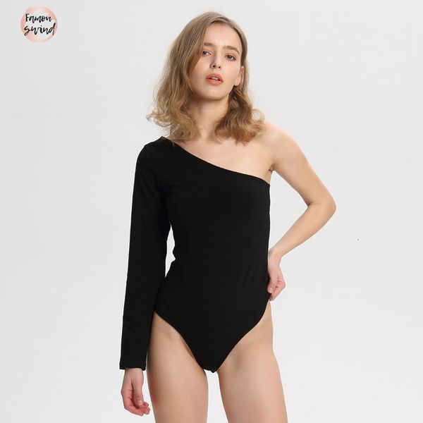 

bodysuits женщины sexy одно плечо перекоса воротник кнопка эластичный основные игровая одежда женский повседневная мода tops ka214 drop дост, Black;white