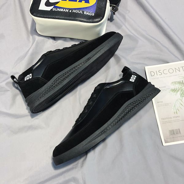 

fashion women men sport shoes sneakers casual shoes leather outdoor sport classic flats trainer shoes size 40-44, Black