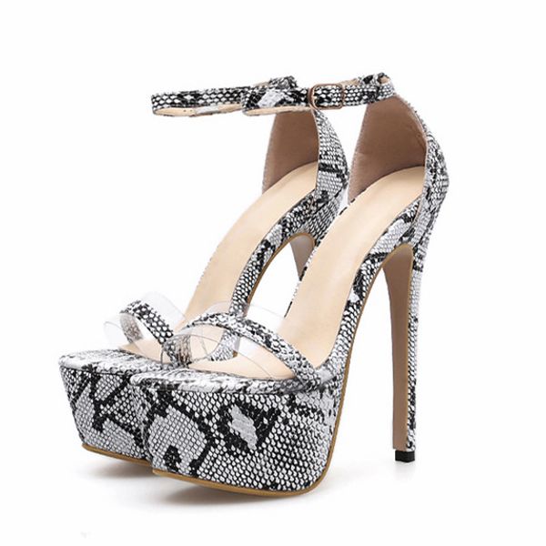 

plus size 35 to 40 41 42 animal printed ultra high heels women designer pumps 16cm, Black