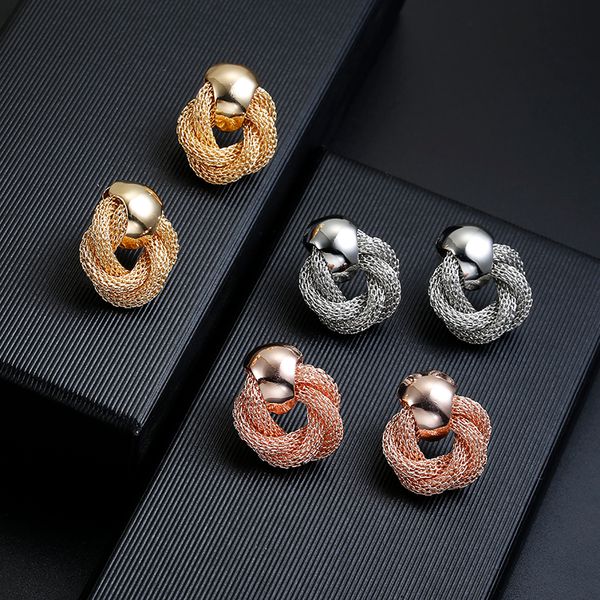 

new arrival creative mesh chain handmade clip on earrings no pierced for women gold color ear clips bijoux brincos jewelry, Silver