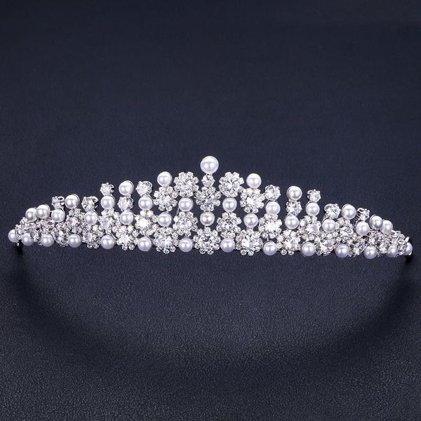 

jankelly crystal ladies wedding headpieces with cube zircon wholesale bridal hair accessories headdress bridal hair tiaras, Golden;white