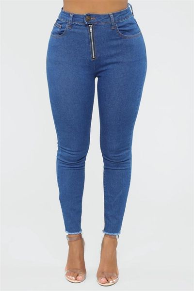 

цвет карандаш брюки стрейч женские ягодицы узкие джинсы мода джинсовый синий высокая талия тонкий длинный soild, Blue