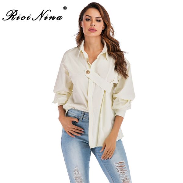 

ricinina white blouse women winter 2019 buttons elegant womens shirt and blouses casual long sleeve women shirts autumn