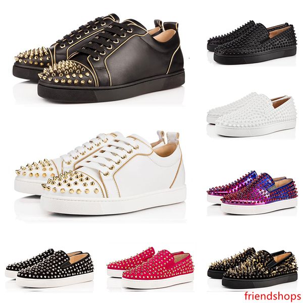 

designer fashion luxury s studded spikes flats shoes for men women black shining party lovers casual sneakers sale online