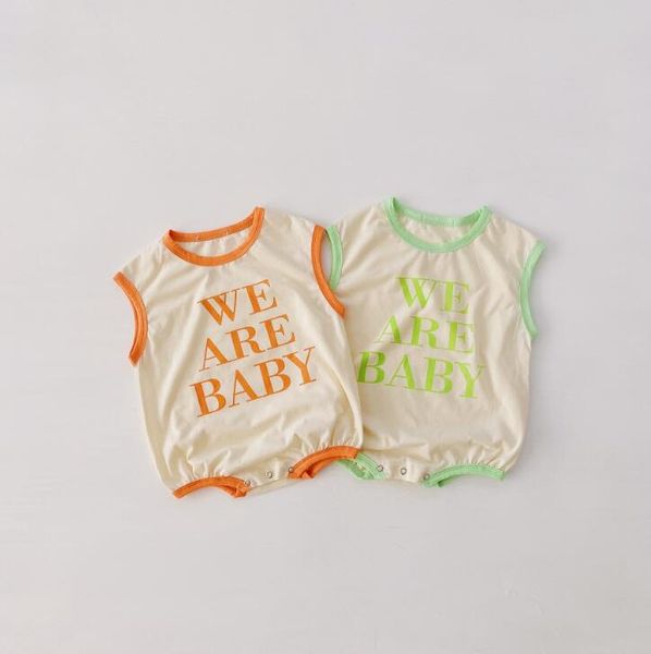 

2020 korea style baby girls boys romper printed summer toddler kids jumpsuit 6-24 month, Blue