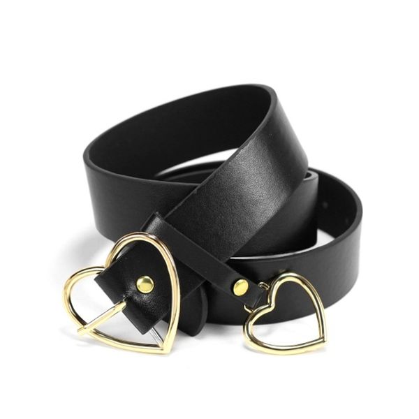 

new sweetheart buckle with adjustable ladies cute heart-shaped thin belt punk fashion belts, Black;brown