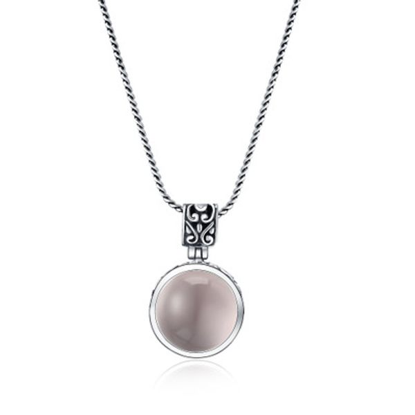 

925 sterling silver crystal natural gemstone rose quartz pendants for women beautiful vintage jewelry colar feminino