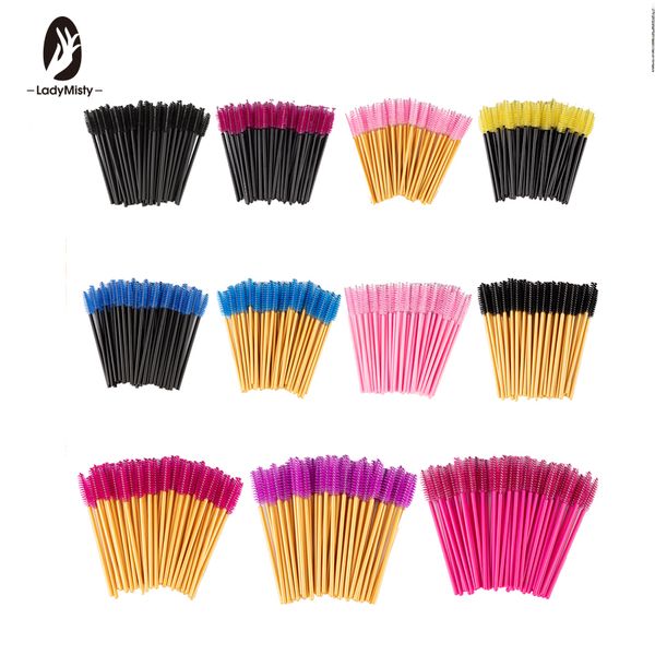 

ladymisty 50pcs eyelash brushes makeup brushes disposable mascara wands applicator spoolers eye lashes cosmetic makeup tool, Yellow