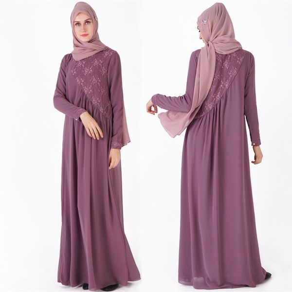 

2019 new color double layer chiffon full sleeve muslim women dress jubah, Red