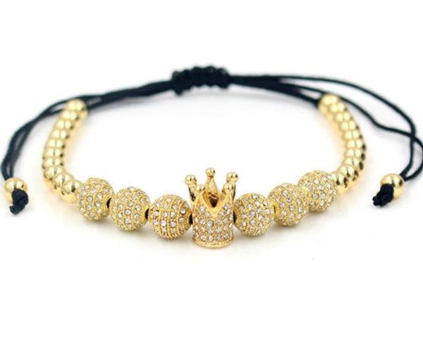 

8mm hrh3 gold silver copper cz zircon cubic zirconia elastic adjusted men macrame charm prayer buddha yoga bracelet bangles, Black
