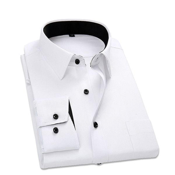 

2019 new arrived striped twill men dress shirts mens work shirts brand long sleeve white male 4xl business a227, White;black