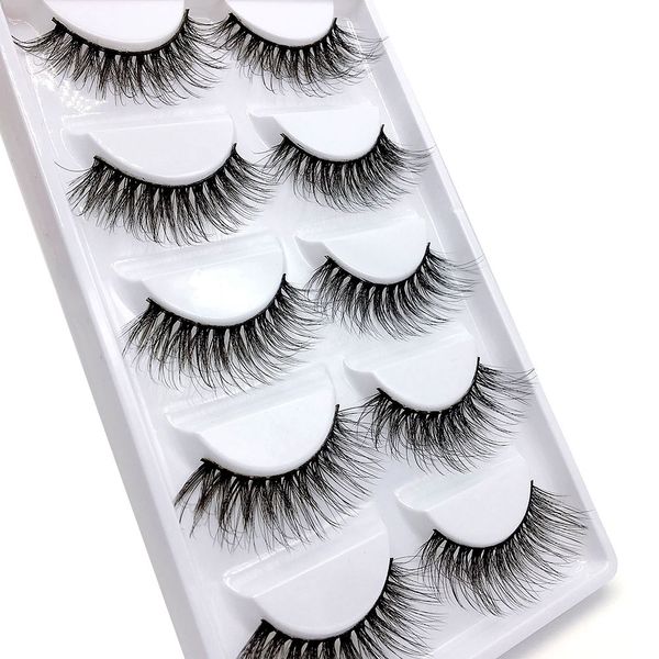 

new 5 pairs eyelashes 3d mink lashes natural long 1 box mink eyelashes 1cm-1.5cm 3d false full strip lashes