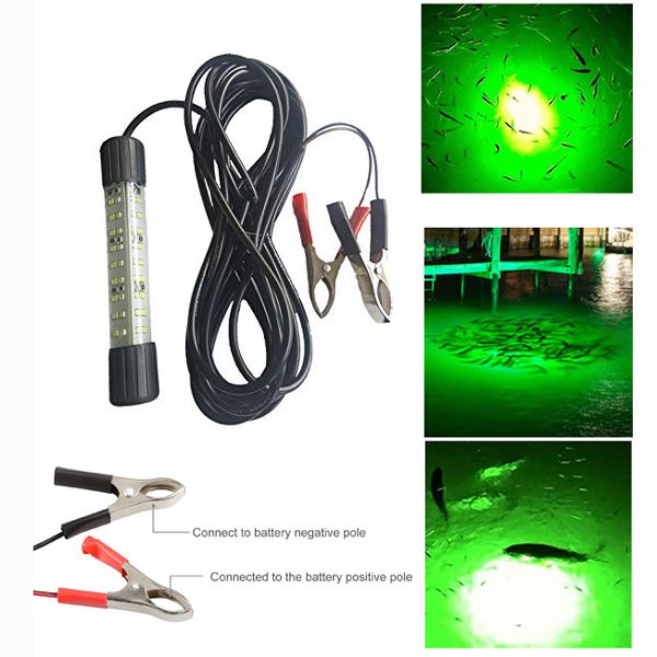 2PCS DC12-24V 30W LED Verde Branco Subaquático Peixe Atrair barco leve Marinha luz LED para água doce ou salgada para pegar camarão isca de peixe