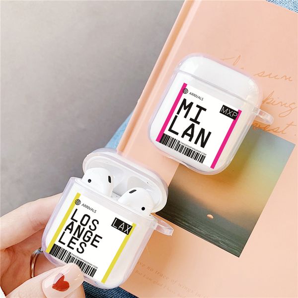 

горячие глобальный популярный туристический город случае штрих-код этикетки для случая airpods 2 1 bluetooth гарнитура нью-йорк сеул лондон