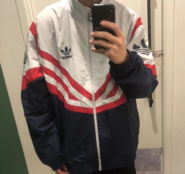 

brand jackets 2019 retro sports windbreaker fashion striped color matching jackets with zipper cardigan street jogging, Black;brown