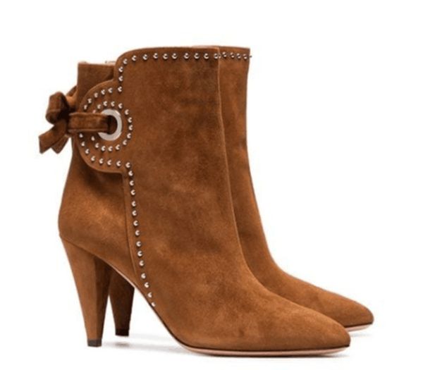 

2018 new winter fashion boots bowtie rivet high heels ankle boots stiletto heel split joint patchwork martin boots women shoes, Black