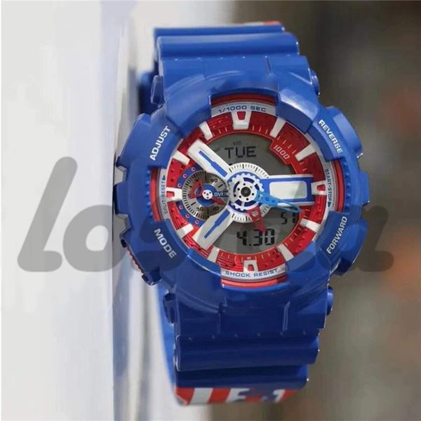 

Marvel Super Series Hero наручные часы Limited Edition Iron Man Captain America Мужские спортивные часы G Style Shoc