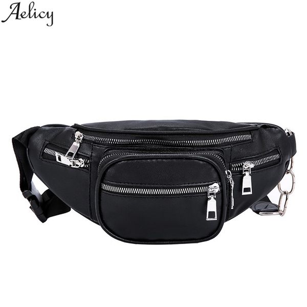 

aelicy women waist packs pu leather shoulder bag outdoor waterproof stylish hobos chest bag fashion zipper messenger new
